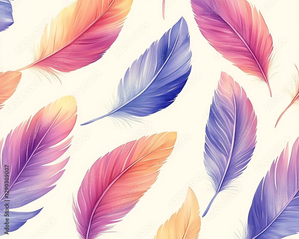 Colorful Feather Pattern on White (1) Colorful Feather Pattern on White (1)