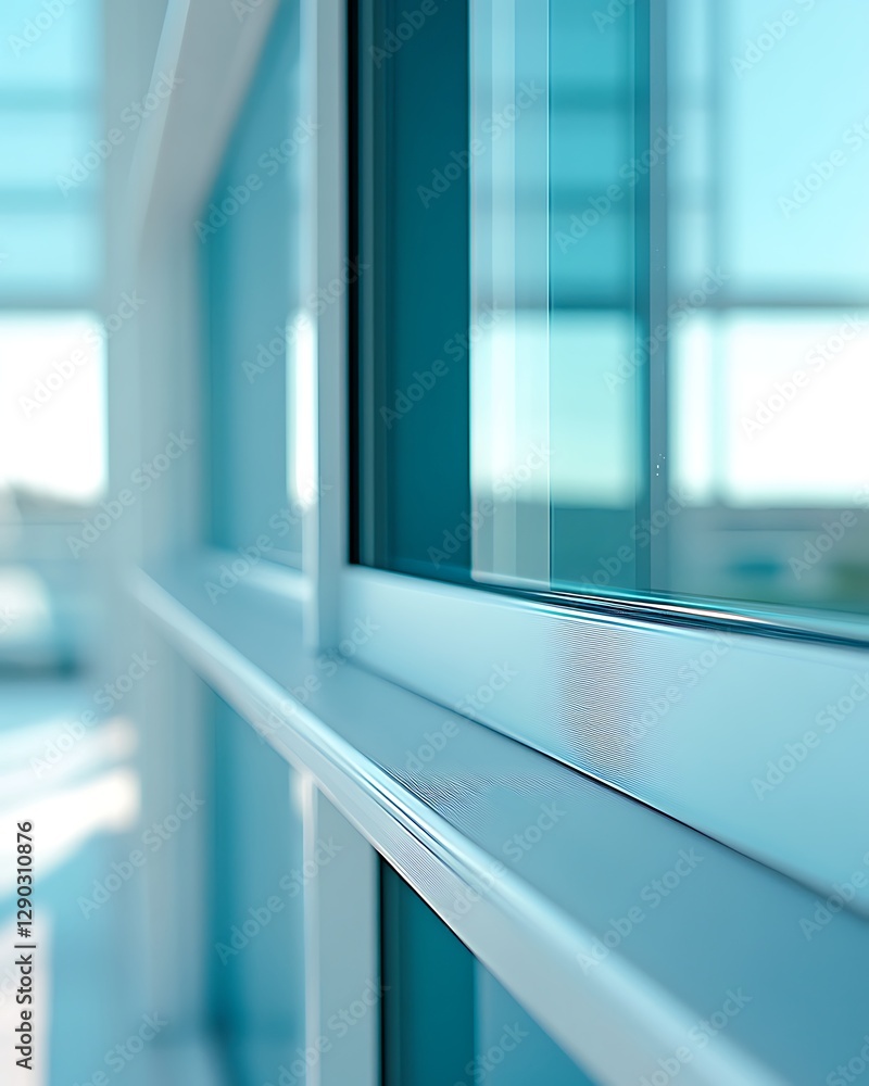 Fototapeta premium Modern office window, clean lines, daylight, bright interior