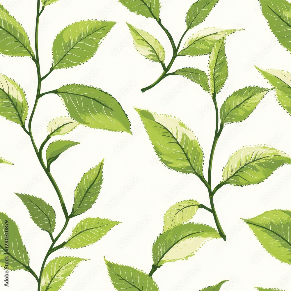 Elegant and intricate green leaf pattern showcasing nature's beauty in a repetitive and harmonious design Seamless Texture concepts Elegant and intricate green leaf pattern showcasing nature's beauty in a repetitive and harmonious design Seamless Texture concepts