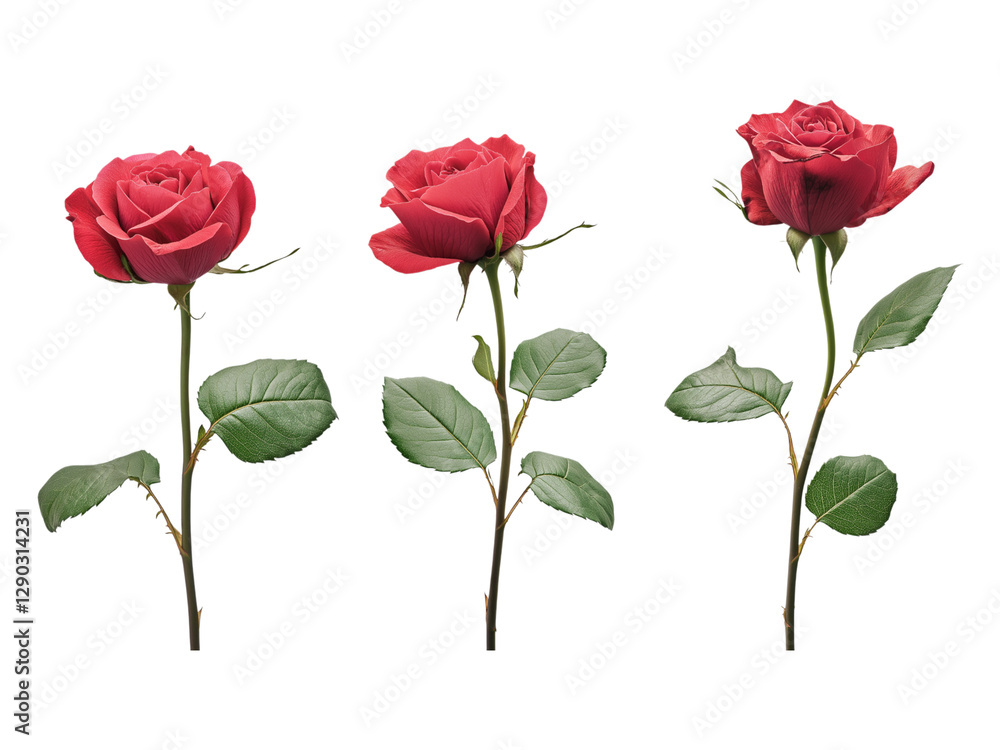 Naklejka premium Rose isolated on white background, full depth of field