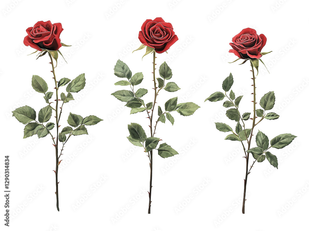 Rose isolated on white background, full depth of field Rose isolated on white background, full depth of field