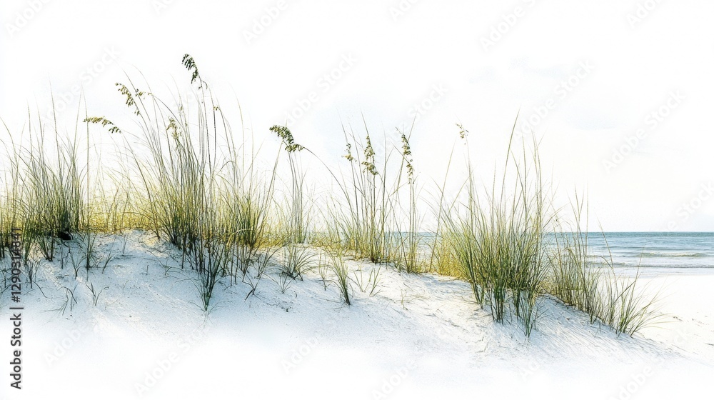 Fototapeta premium dune grass on white background/dune grass/summertime vacation