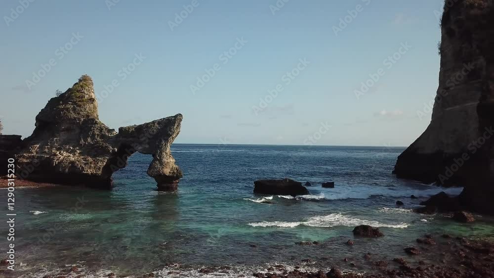 Aerial view, Nusa Penida coastline, Indian Ocean location, Atuh Beach Aerial view, Nusa Penida coastline, Indian Ocean location, Atuh Beach