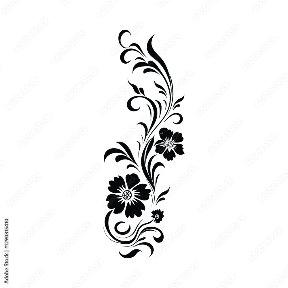 A floral design with thick silhouette clipart A floral design with thick silhouette clipart