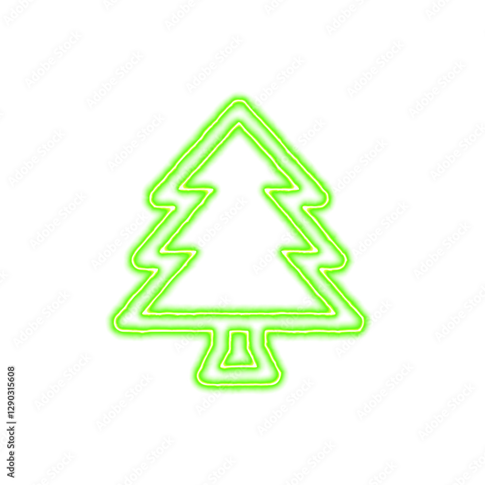 Icon tree from the flow of energy of green color. Shimmering neon Icon tree from the flow of energy of green color. Shimmering neon