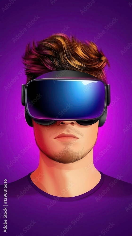 Futuristic Character with VR Headset in Vibrant Metaverse Environment Futuristic Character with VR Headset in Vibrant Metaverse Environment