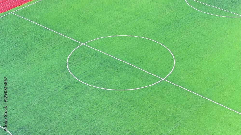 High quality aerial view of the football field and lines taken by drone High quality aerial view of the football field and lines taken by drone