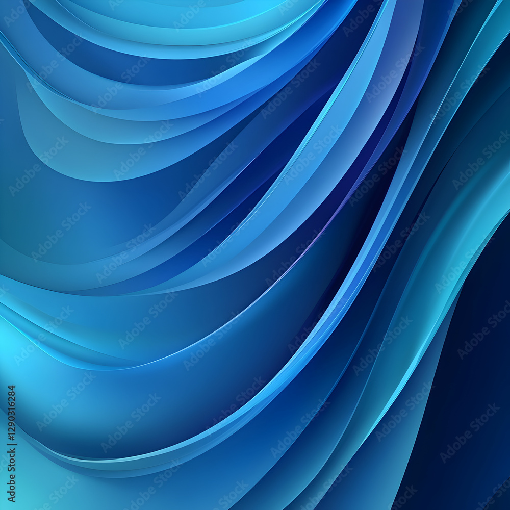 Naklejka premium A vibrant abstract wavy background in shades of blue and turquoise, with smooth gradients and subtle glowing accents