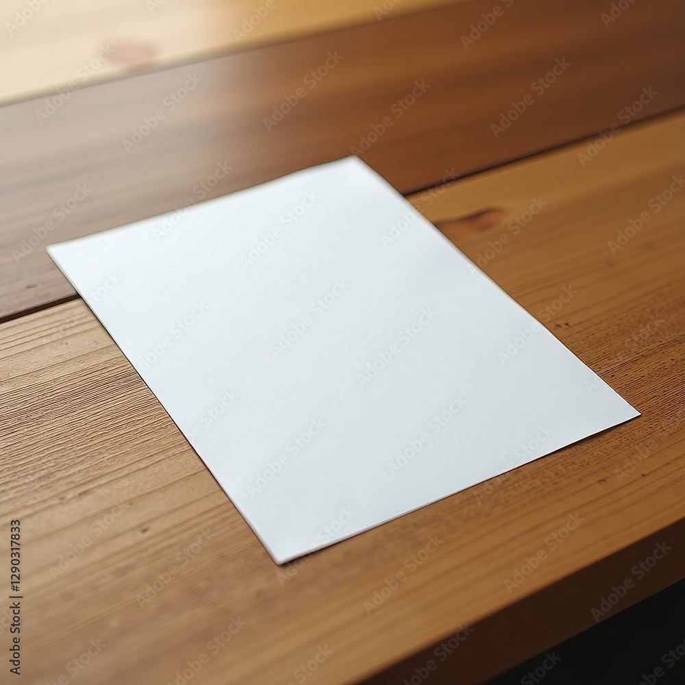 Stunning Mockup: Wooden Table with Pristine White Paper in m Wood Tones. A piece of paper sitting on top of a wooden table. Stunning Mockup: Wooden Table with Pristine White Paper in m Wood Tones. A piece of paper sitting on top of a wooden table.
