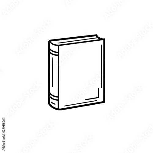 Monochrome Book: A simple illustration of a hardcover book in stark black lines against a clean canvas, suitable for conceptual themes like reading or education.