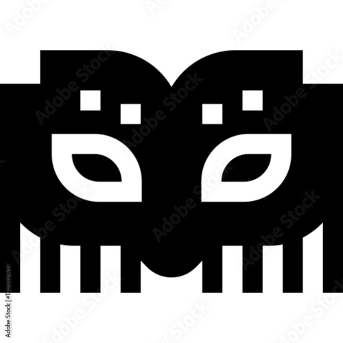 Flat style carnival mask icon featuring a festive and colorful design with decorative feathers. Ideal for themes related to Mardi Gras, masquerade balls, Brazilian carnival, costume parties, and cultu