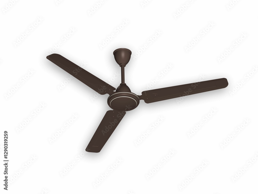 Electric ceiling propeller, ceiling fan with ventilator, three blades ceiling fan isolated on white background Electric ceiling propeller, ceiling fan with ventilator, three blades ceiling fan isolated on white background