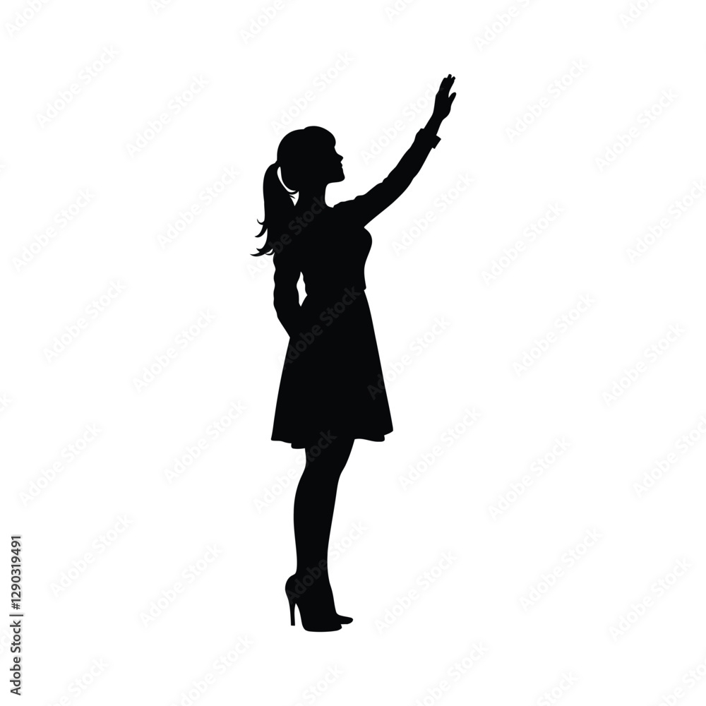 Woman presenting something pose silhouette Woman presenting something pose silhouette