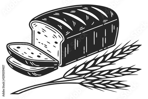 Whole wheat bread food silhouette vector illustration