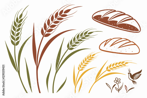 Whole wheat bread food silhouette vector illustration
