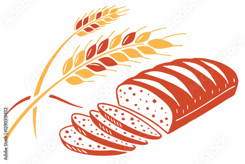Whole wheat bread food silhouette vector illustration