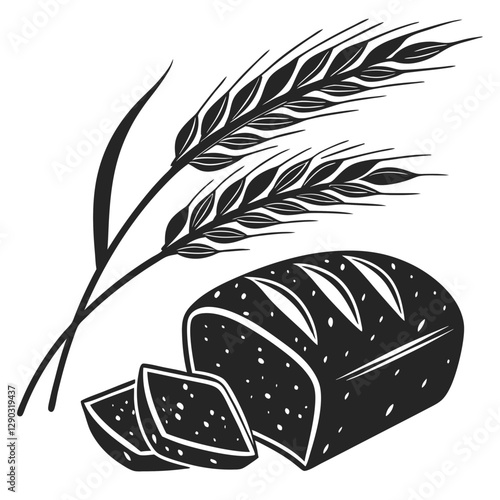 Whole wheat bread food silhouette vector illustration