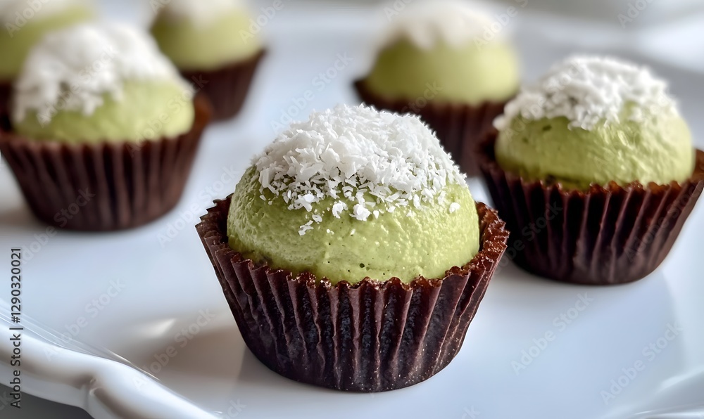 Coconut Matcha Cheesecake Bites, Generative AI Coconut Matcha Cheesecake Bites, Generative AI