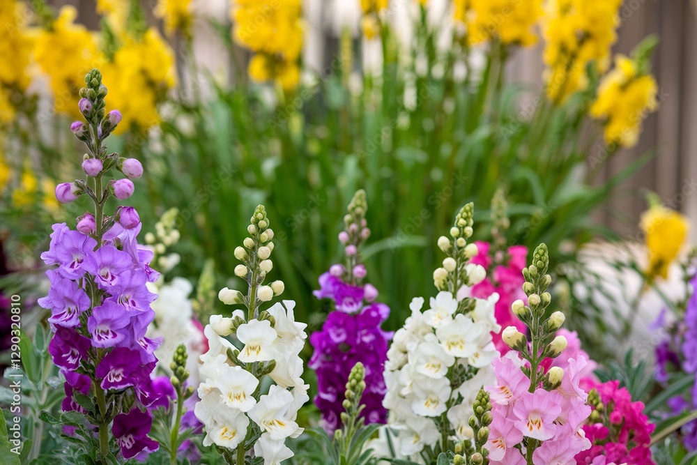 Fototapeta premium Colorful snapdragon flowers in garden for spring season concept