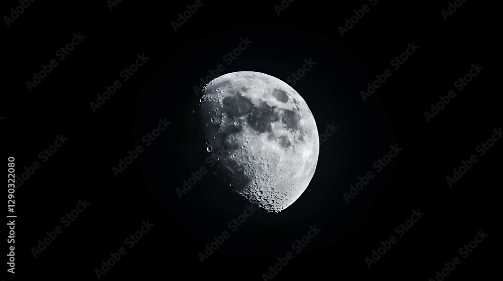 Fototapeta premium Pixelated Crescent Moon in Dark Night Sky