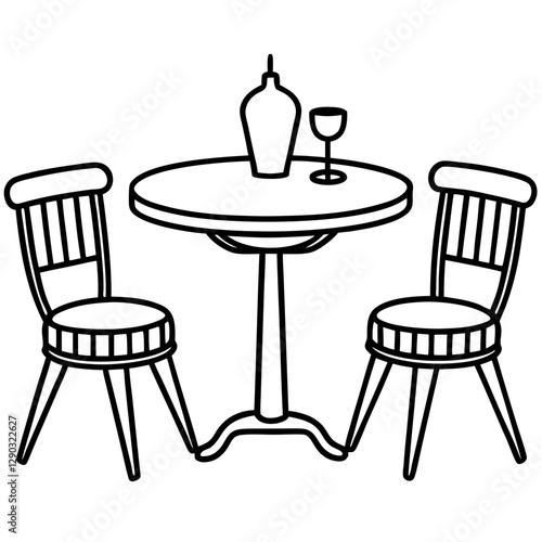  Illustration of isolated cute outdoor coffee table with chairs vector illustration