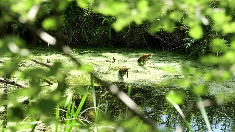 Swamps Covered With Dense Alge Near Csaszartoltes In Hungary. Selective Focus Shot Swamps Covered With Dense Alge Near Csaszartoltes In Hungary. Selective Focus Shot