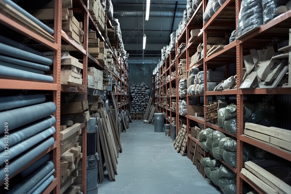 Extra-wide shot of a clean modern construction store Extra-wide shot of a clean modern construction store