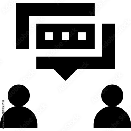 Minimalist vector icon representing business negotiation. Two people shaking hands symbolizing agreement, partnership, deal-making, or contract discussion. Perfect for UI UX design, presentations, mob
