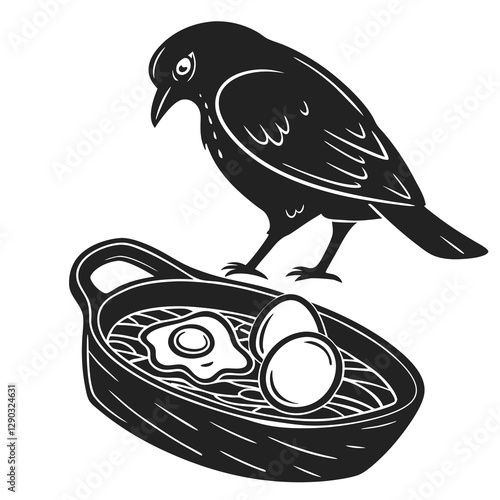 egg scrambled food silhouette vector illustration