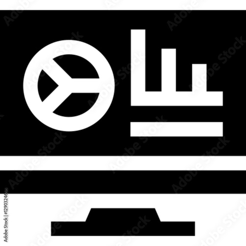 Minimalist statistics glyph icon in a monochrome vector style. This simple design symbolizes data analysis, performance metrics, trends, and business insights, making it ideal for finance, analytics, 