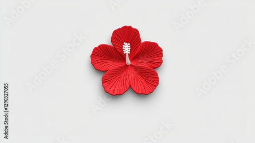 Pixelated Red Hibiscus Flower On Light Gray Background