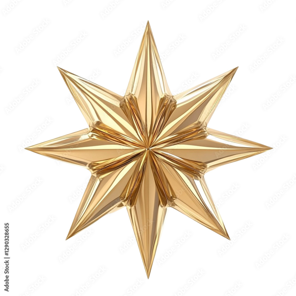 Fototapeta premium Golden Star Eight Pointed Shape Festive Decoration