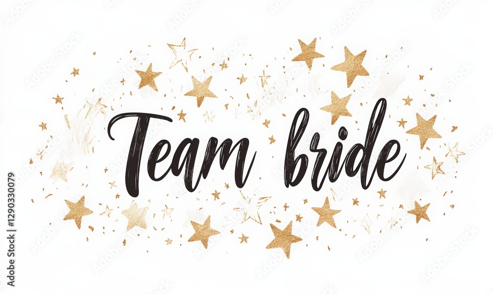 Team bride - handlettering calligraphy with minimalist stars doodle on white background Team bride - handlettering calligraphy with minimalist stars doodle on white background