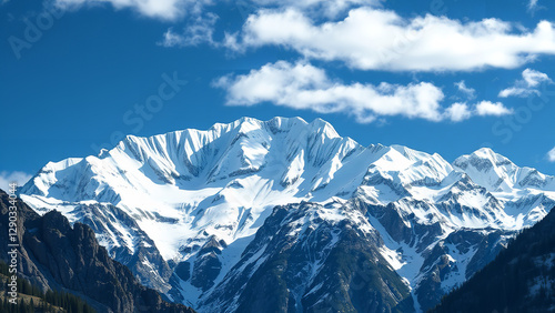 Soaring Alpine Majesty: Breathtaking Landscape of Towering Glaciated Summits photo