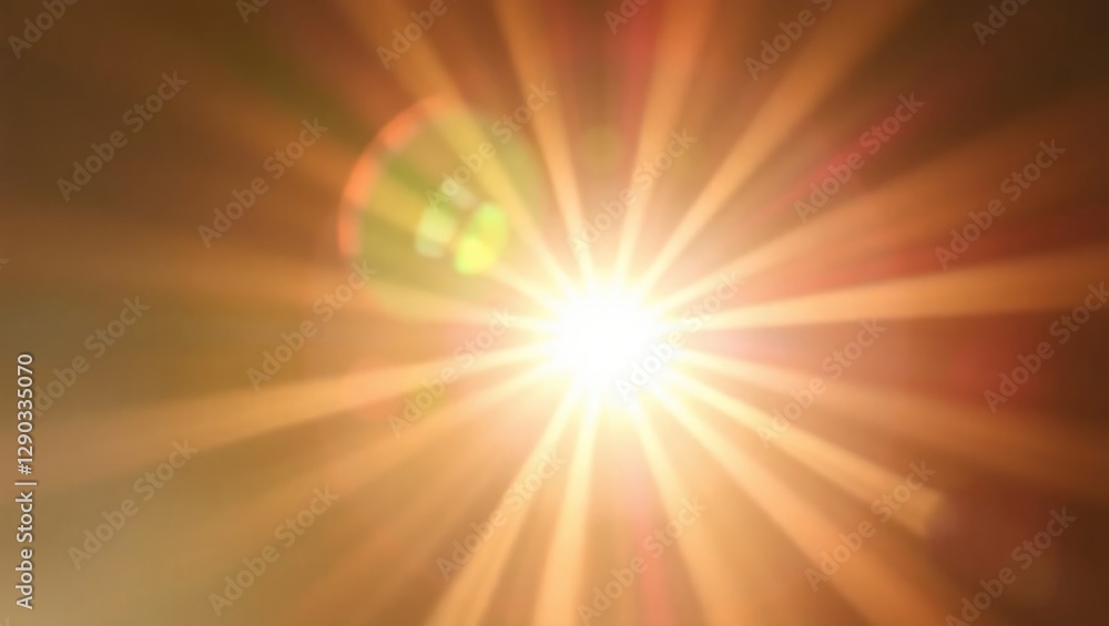 Obraz premium Cinematic Sunburst Flare Overlay Warm Golden Rays