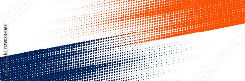  Dots halftone orange and blue color pattern gradient grunge texture background. Dots pop art comics sport style vector illustration halftone. modern