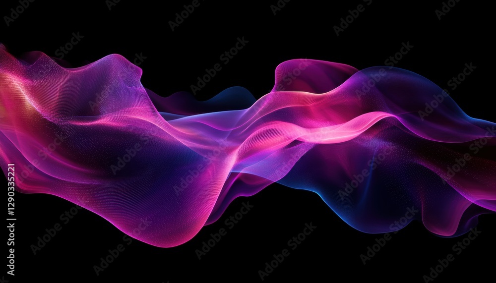 Luminescent abstract wave art in digital space vibrant colors fluid motion contemporary design visual experience