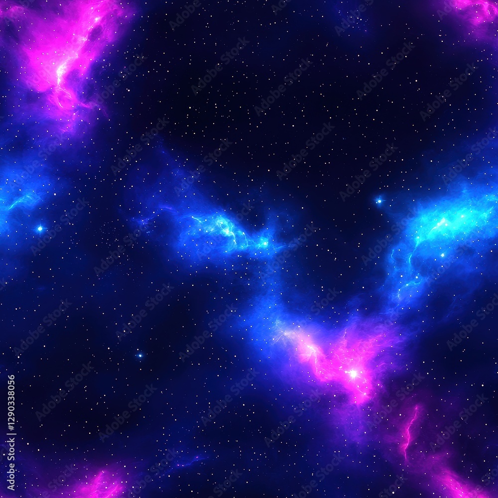 Naklejka premium Colorful nebula displaying a spectacular array of cosmic colors and patterns capturing the beauty of outer space seamless pattern