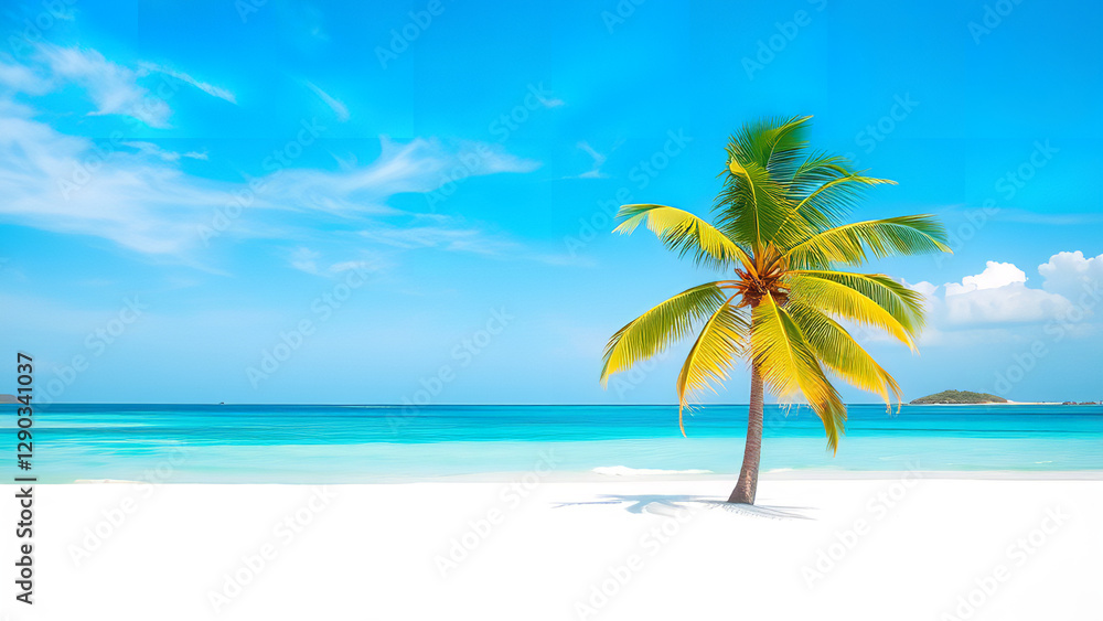 Obraz premium Oceanside Oasis Escape: Captivating Panorama of Pristine Tropical Beach and Azure Sea