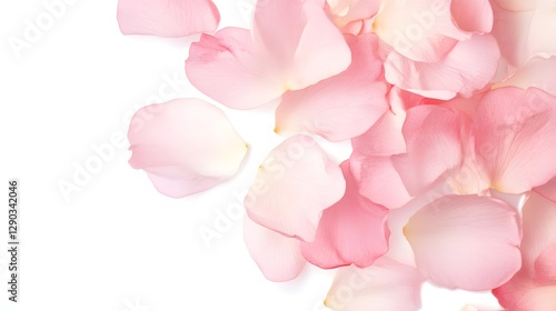 flying pink petals isolated on white background, Generative AI