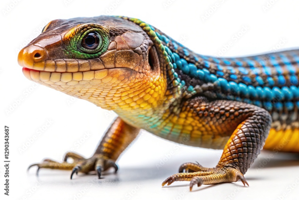 Naklejka premium Sulawesi Spiny Water Skink Closeup - Indonesian Lizard on White