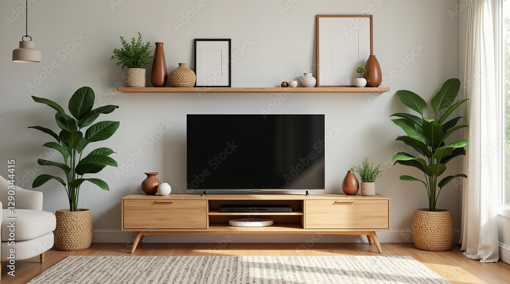 Minimalist Scandinavian Living Room with Wooden Accents and Modern Decor Minimalist Scandinavian Living Room with Wooden Accents and Modern Decor