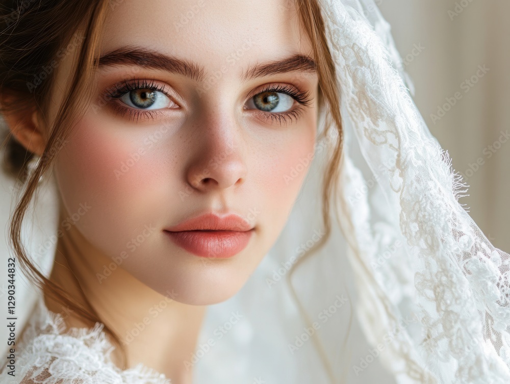 European girl in a wedding dress with a loving look, space for advertising. European girl in a wedding dress with a loving look, space for advertising.