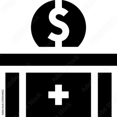 Minimalist donation glyph icon in a monochrome vector style. This simple design symbolizes charity, giving, generosity, and fundraising, making it ideal for nonprofit organizations, social causes, and