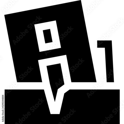 Minimalist earthquake glyph icon in a monochrome vector style. This simple design symbolizes seismic activity, natural disasters, ground shaking, and emergency response, making it ideal for disaster m