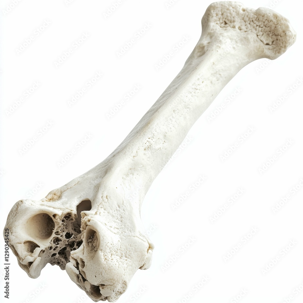 Fototapeta premium Realistic Close-Up of a Single Bone Isolated on White Background for Anatomy and Education Purposes
