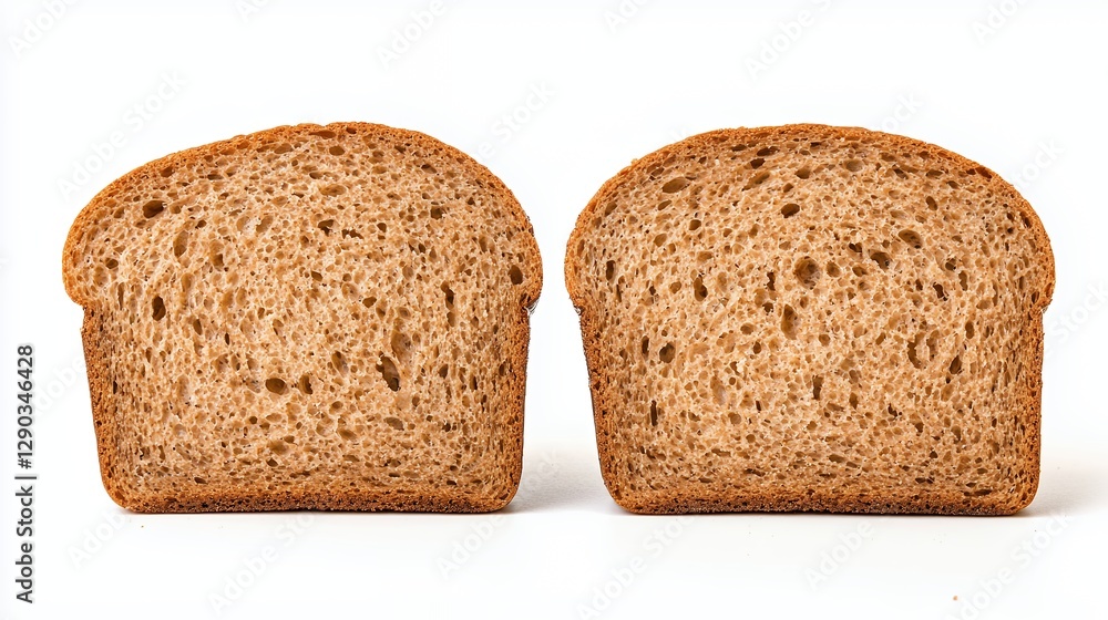 Whole Wheat Bread Slices Against White Background Whole Wheat Bread Slices Against White Background