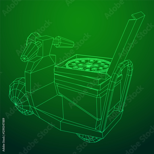 Delivery scooter for lifestyle design courier. Business express delivery concept. Wireframe low poly mesh vector illustration