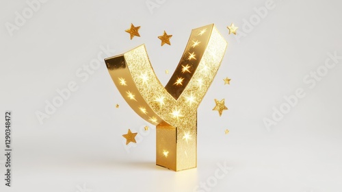 Gold Letter Y, Stars, Studio photo