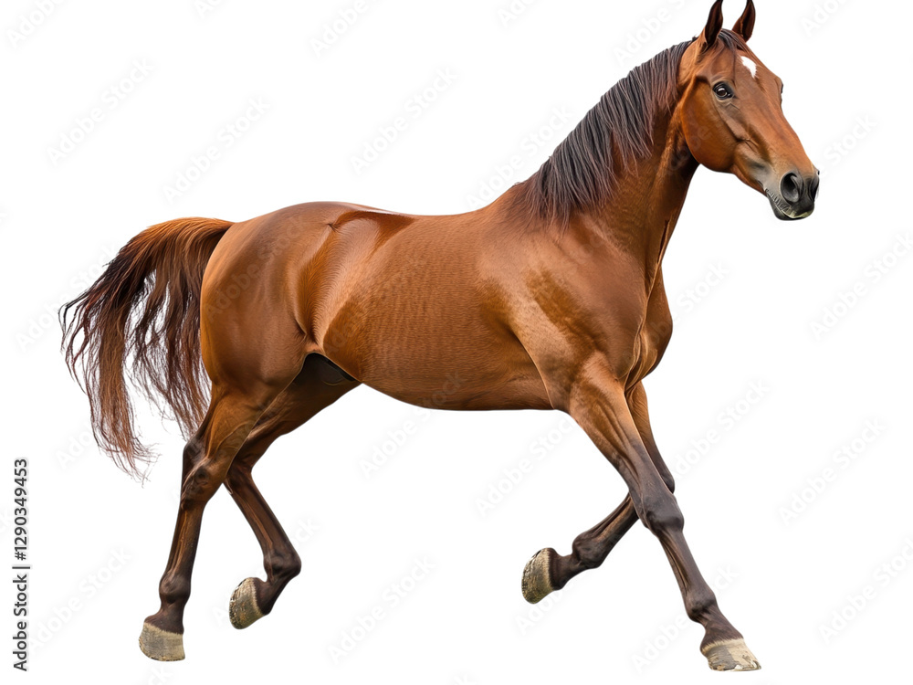 Obraz premium Majestic Chestnut Horse in Motion: A Stunning Portrait of Equine Elegance and Grace